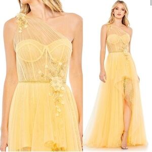 Mac Duggal Yellow One-Shoulder Gown
